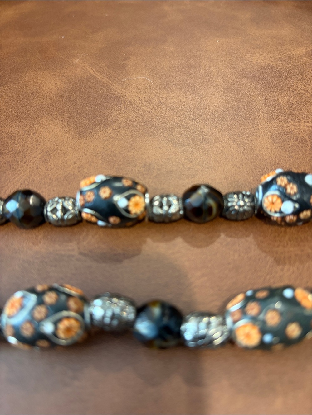 Vintage Beaded Necklace Textured Floral Witchy Boho Whimsigoth Tigers Eye - Picture 8 of 9